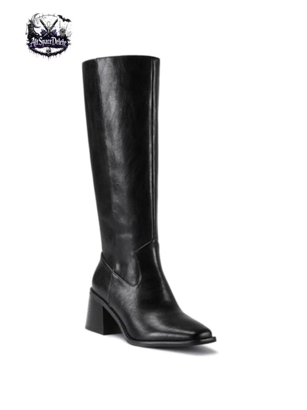 Square Toe Knee High Boots Women Chunky Block Heel Tall Boots Pull On